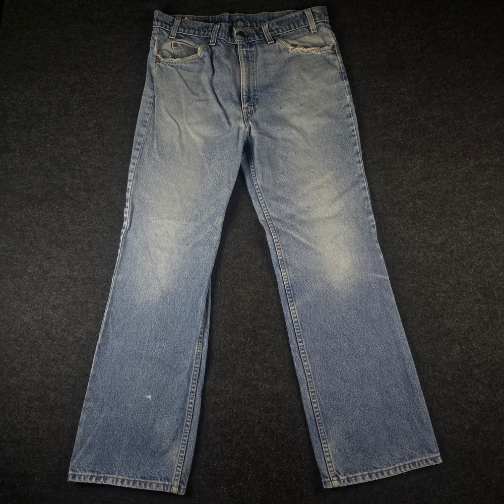 Vtg Levis 517 Light Wash Distressed Orange Tab USA Made Mens 34x29 (Fits 32x29)
